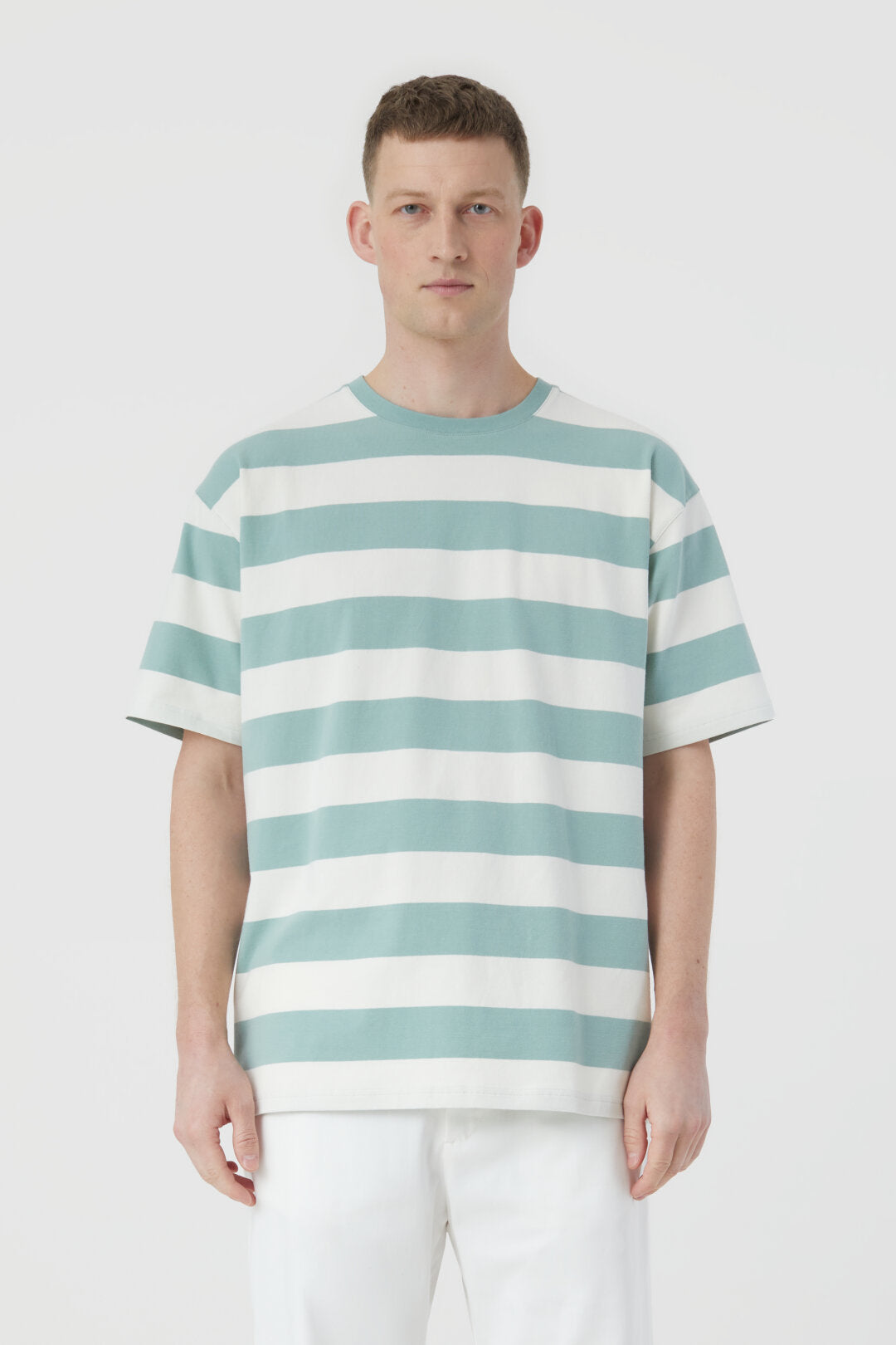 CLOSED MENS STRIPED T-SHIRT - BLUE AGAVE