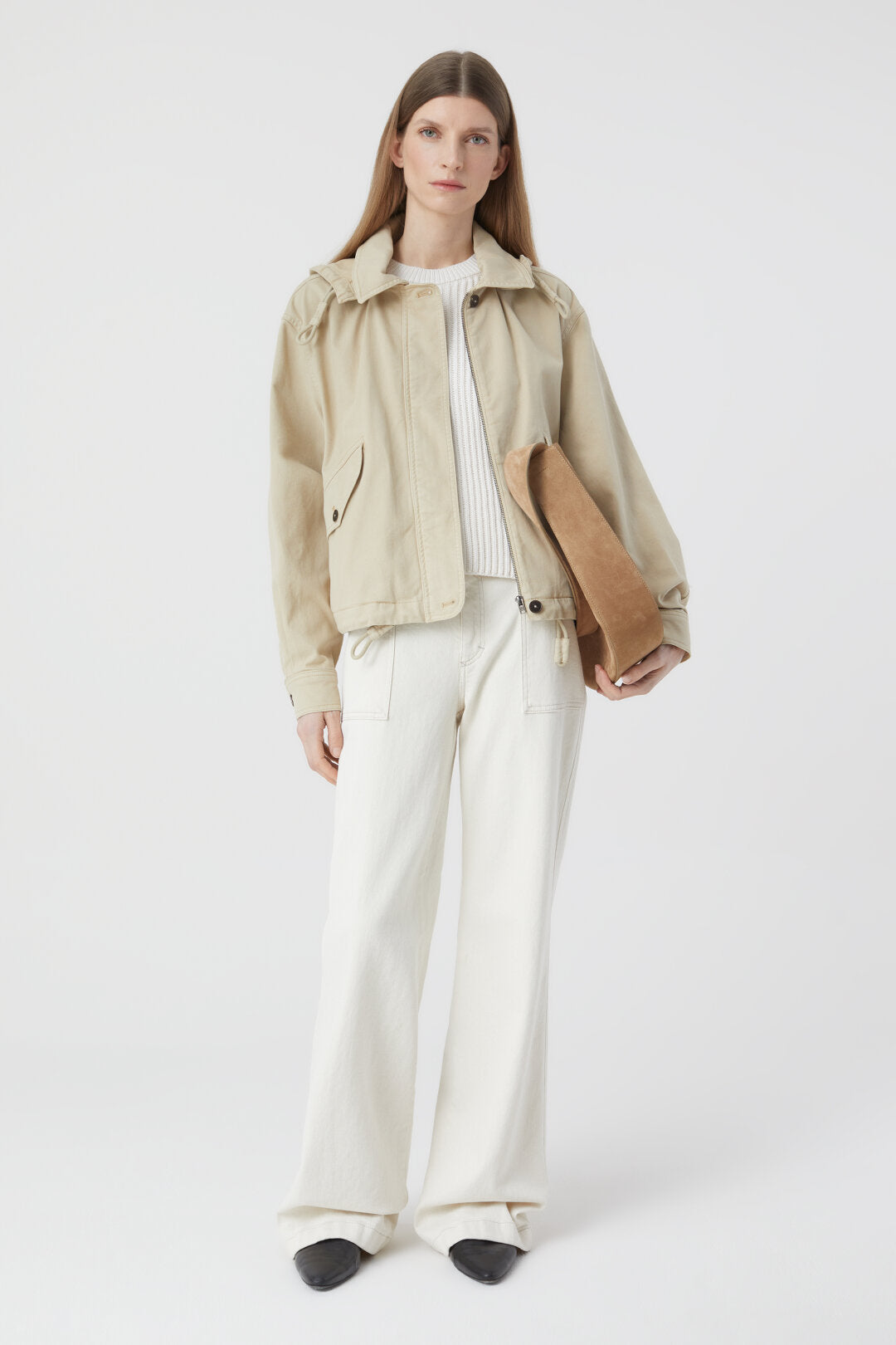 CLOSED WOMENS CROPPED JACKET - REED BEIGE