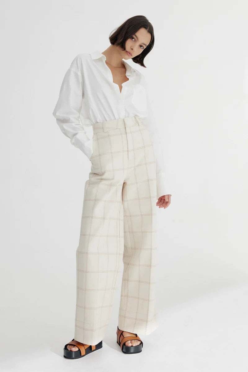 SIGNIFICANT OTHER GEORGIA CHECK PANT - ALMOND CHECK