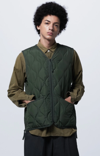 TAION UNISEX MILITARY V-NECK DOWN VEST- 2 COLORS AVAILABLE