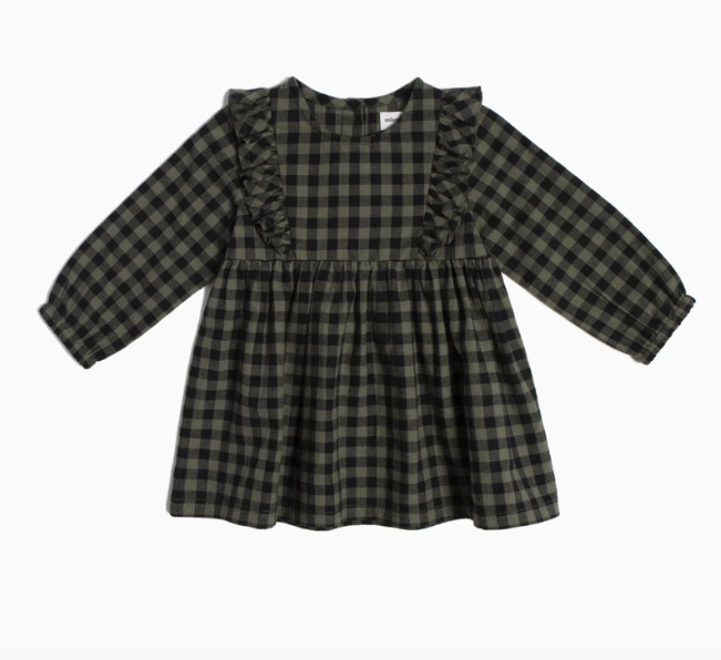 MILES BABY CHECKERED PRINT FLANNEL DRESS - PINE