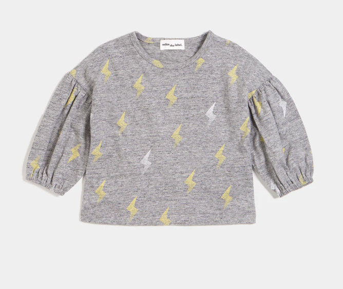 MILES THE LABEL BABY GIRLS TOP - LIGHTNING BOLTS