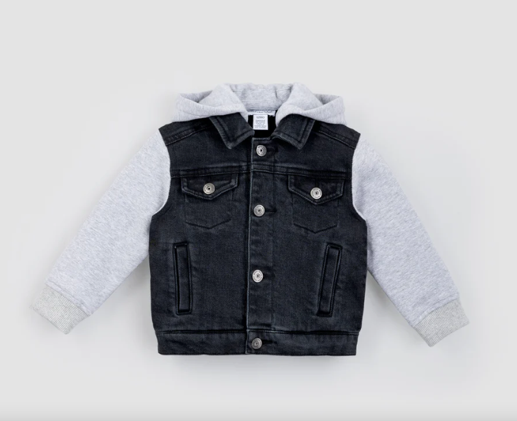 MILES THE LABLE KIDS HOODED AND BLACK DENIM JACKET