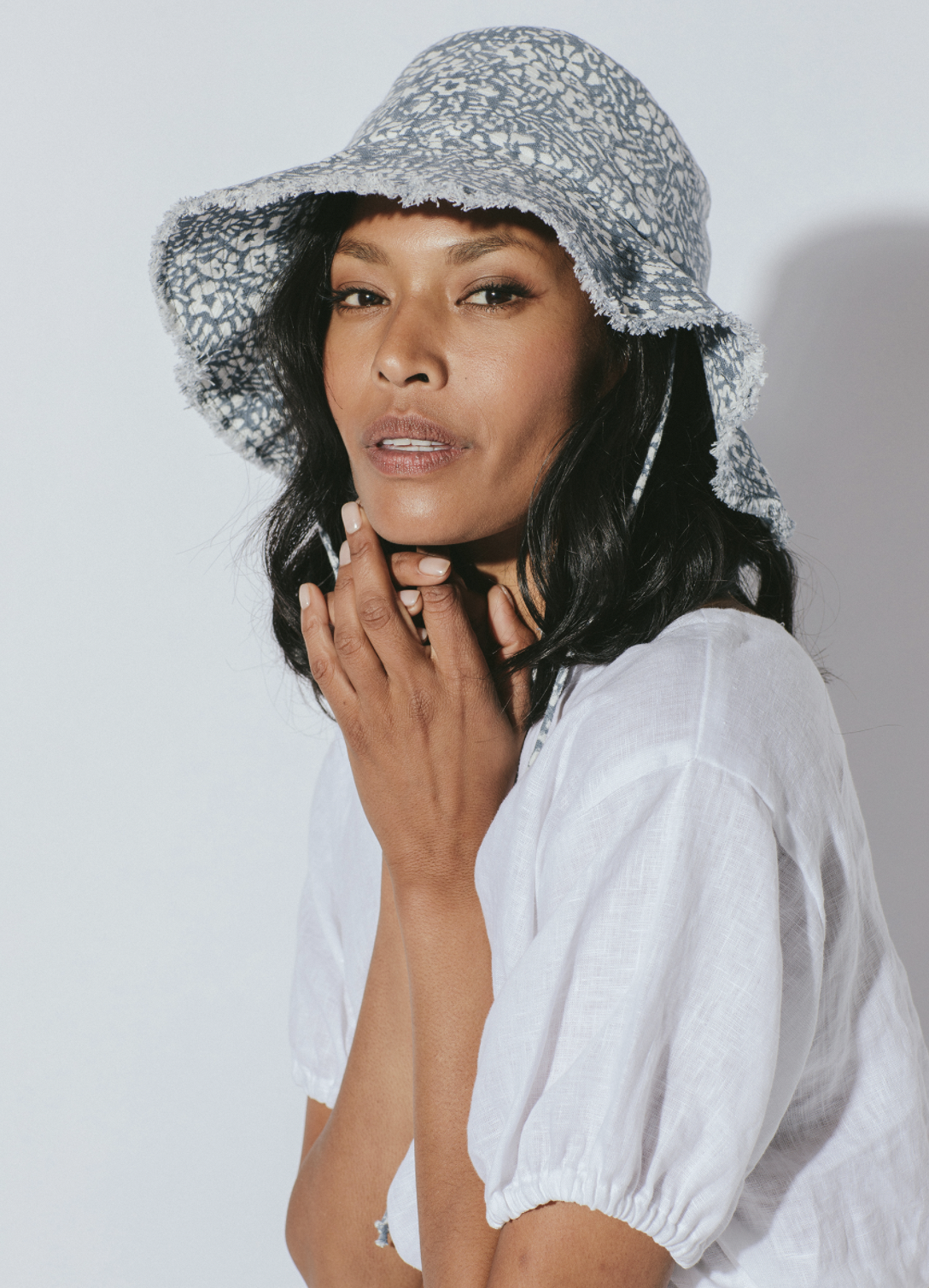 Frayed Canvas Bucket Hat for Women