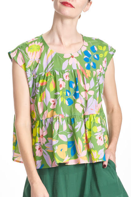 COREY LYNN CALTER MISTY TIERED TOP - GREEN